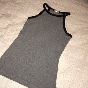Grey, black trim tank top